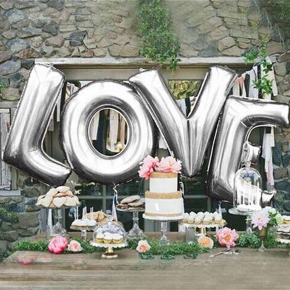 35" Silver Letter and Number Balloons, Metallic Mylar Foil Helium Air Balloons - NestOCart