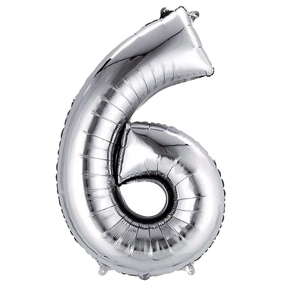 35" Silver Letter and Number Balloons, Metallic Mylar Foil Helium Air Balloons - NestOCart