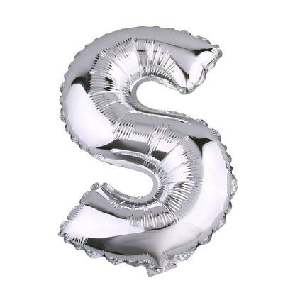 35" Silver Letter and Number Balloons, Metallic Mylar Foil Helium Air Balloons - NestOCart