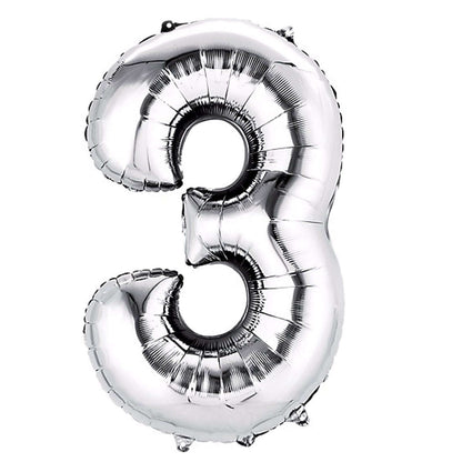 35" Silver Letter and Number Balloons, Metallic Mylar Foil Helium Air Balloons - NestOCart