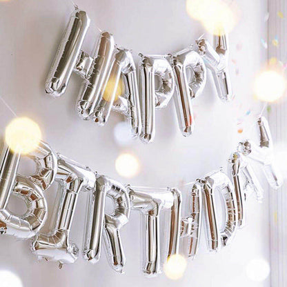 35" Silver Letter and Number Balloons, Metallic Mylar Foil Helium Air Balloons - NestOCart