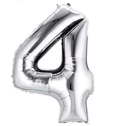 35" Silver Letter and Number Balloons, Metallic Mylar Foil Helium Air Balloons - NestOCart