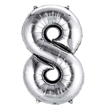 35" Silver Letter and Number Balloons, Metallic Mylar Foil Helium Air Balloons - NestOCart