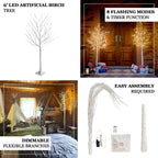 350 LED Lighted Birch Tree Design Warm White - Plug - in Remote Timer Lights with Detachable Base 6ft - Bell Racket Store