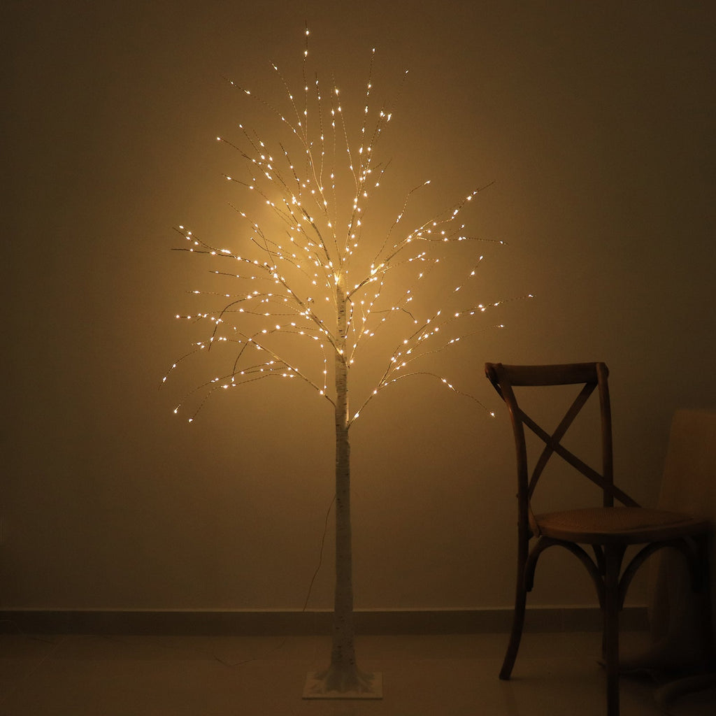 350 LED Lighted Birch Tree Design Warm White - Plug - in Remote Timer Lights with Detachable Base 6ft - Bell Racket Store