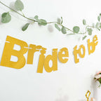 3.5ft Gold Glittered Bride To Be Paper Hanging Bridal Shower Garland Banner, Bachelorette Party Banner - Bell Racket Store