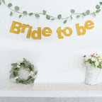 3.5ft Gold Glittered Bride To Be Paper Hanging Bridal Shower Garland Banner, Bachelorette Party Banner - Bell Racket Store