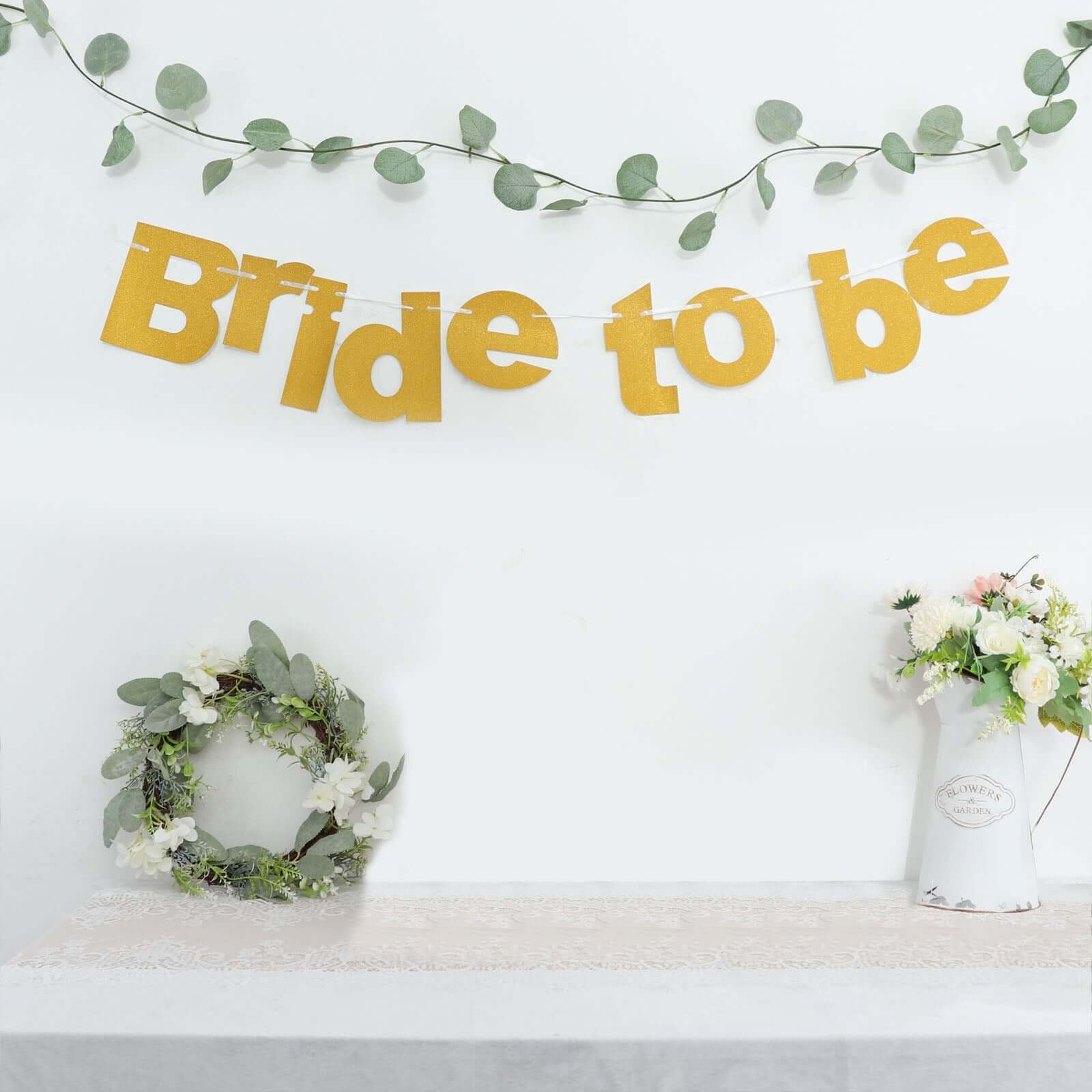 3.5ft Gold Glittered Bride To Be Paper Hanging Bridal Shower Garland Banner, Bachelorette Party Banner - Bell Racket Store