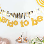 3.5ft Gold Glittered Bride To Be Paper Hanging Bridal Shower Garland Banner, Bachelorette Party Banner - Bell Racket Store