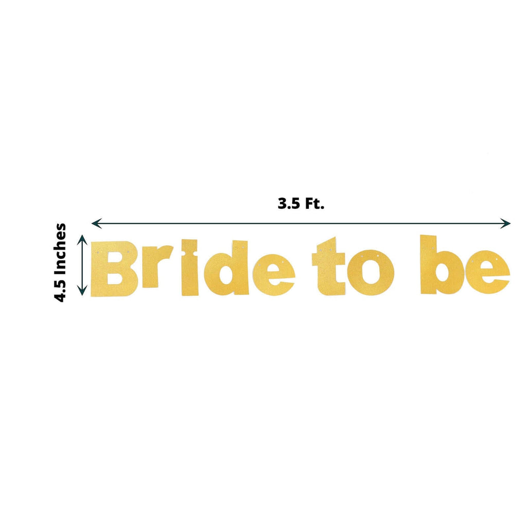 3.5ft Gold Glittered Bride To Be Paper Hanging Bridal Shower Garland Banner, Bachelorette Party Banner - Bell Racket Store