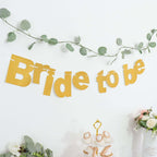 3.5ft Gold Glittered Bride To Be Paper Hanging Bridal Shower Garland Banner, Bachelorette Party Banner - Bell Racket Store