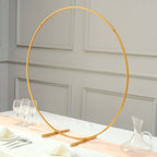 36" Gold Metal Round Hoop Wedding Centerpiece, Self Standing Table Floral Wreath Frame - Bell Racket Store