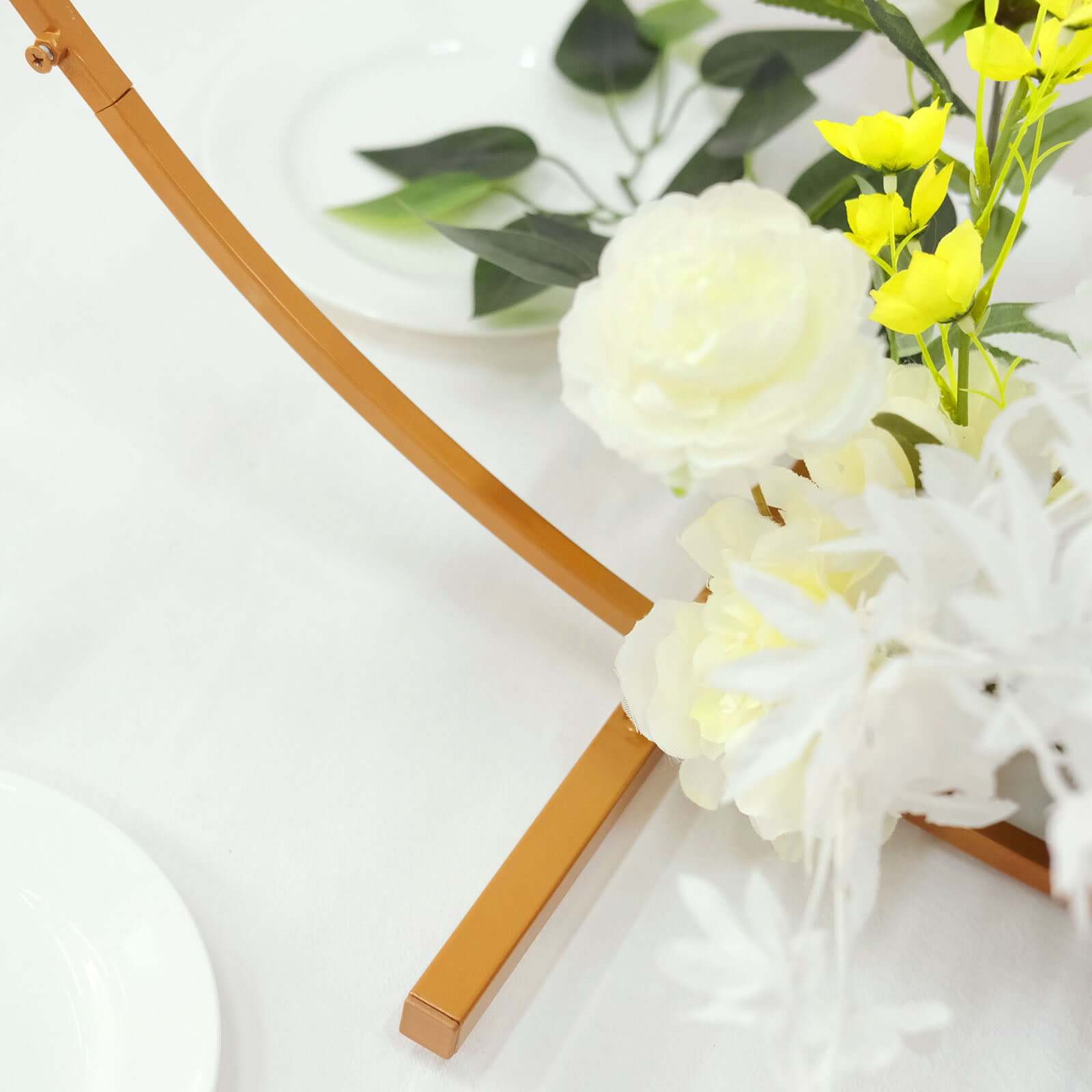 36" Gold Metal Round Hoop Wedding Centerpiece, Self Standing Table Floral Wreath Frame - Bell Racket Store