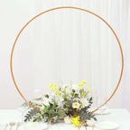 36" Gold Metal Round Hoop Wedding Centerpiece, Self Standing Table Floral Wreath Frame - Bell Racket Store