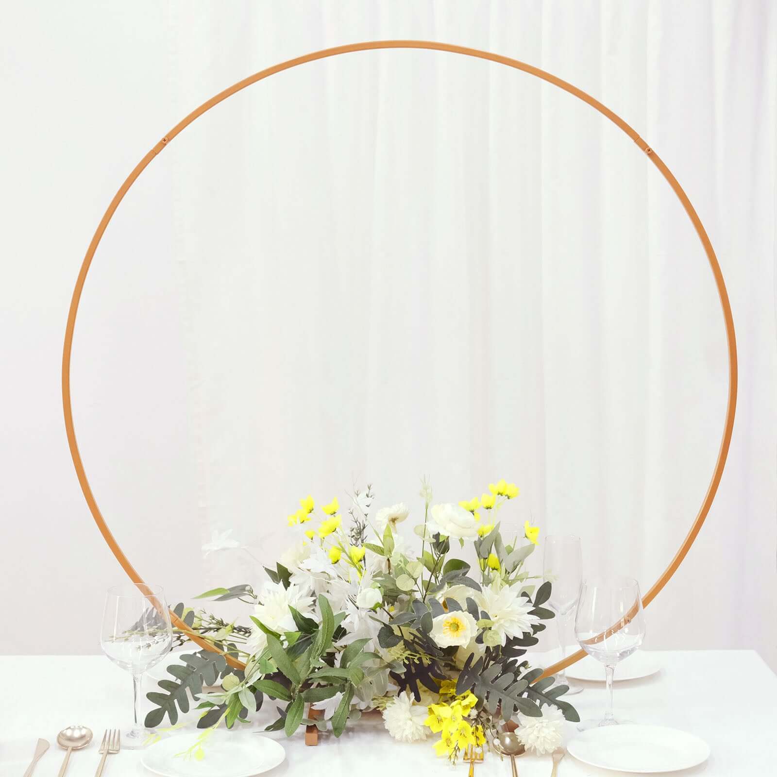 36" Gold Metal Round Hoop Wedding Centerpiece, Self Standing Table Floral Wreath Frame - Bell Racket Store