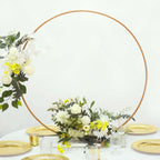 36" Gold Metal Round Hoop Wedding Centerpiece, Self Standing Table Floral Wreath Frame - Bell Racket Store