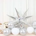 36 Pack Metallic Silver DIY Mylar Foil Starburst Cone Balloons, 3D Explosion Star Party Balloons Kit - Customizable - Bell Racket Store