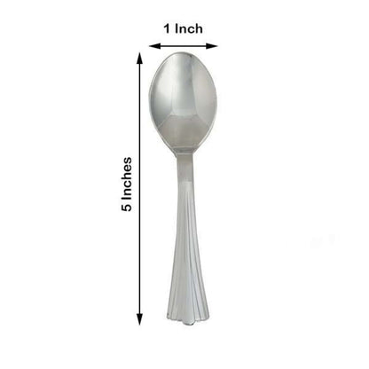 36 - Pack Plastic Tea Coffee Spoons Light Silver Heavy Duty with Fluted Handles - Durable Disposable Cutlery 5" - NestOCart
