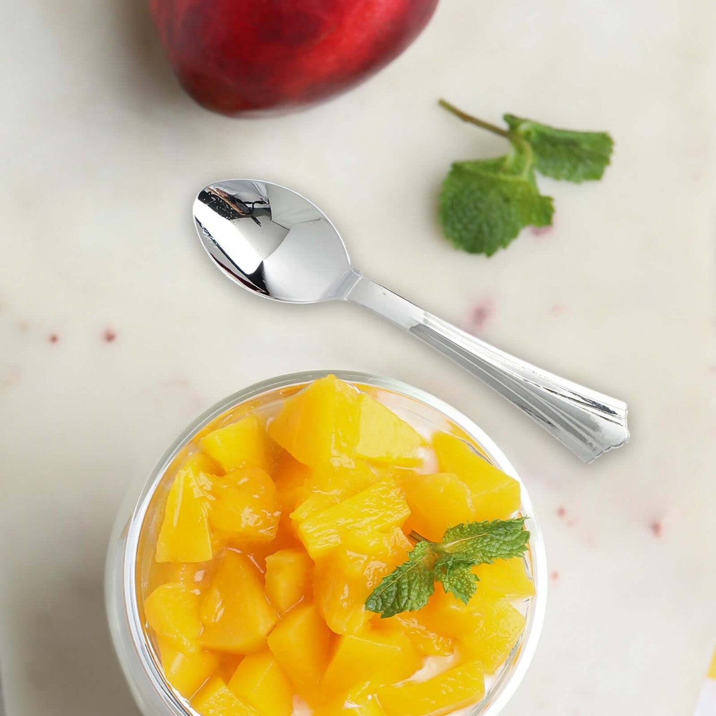 36 - Pack Plastic Tea Coffee Spoons Light Silver Heavy Duty with Fluted Handles - Durable Disposable Cutlery 5" - NestOCart