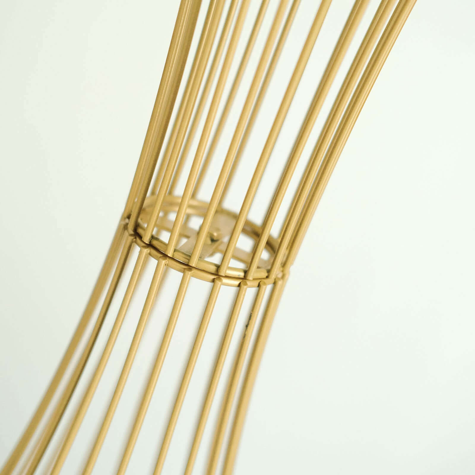 36" Tall Gold Metal Wire Hourglass Flower Frame Stand, Open Frame Reversible Trumpet Centerpiece Stand - Bell Racket Store