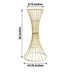 36" Tall Gold Metal Wire Hourglass Flower Frame Stand, Open Frame Reversible Trumpet Centerpiece Stand - Bell Racket Store