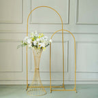 36" Tall Gold Metal Wire Hourglass Flower Frame Stand, Open Frame Reversible Trumpet Centerpiece Stand - Bell Racket Store
