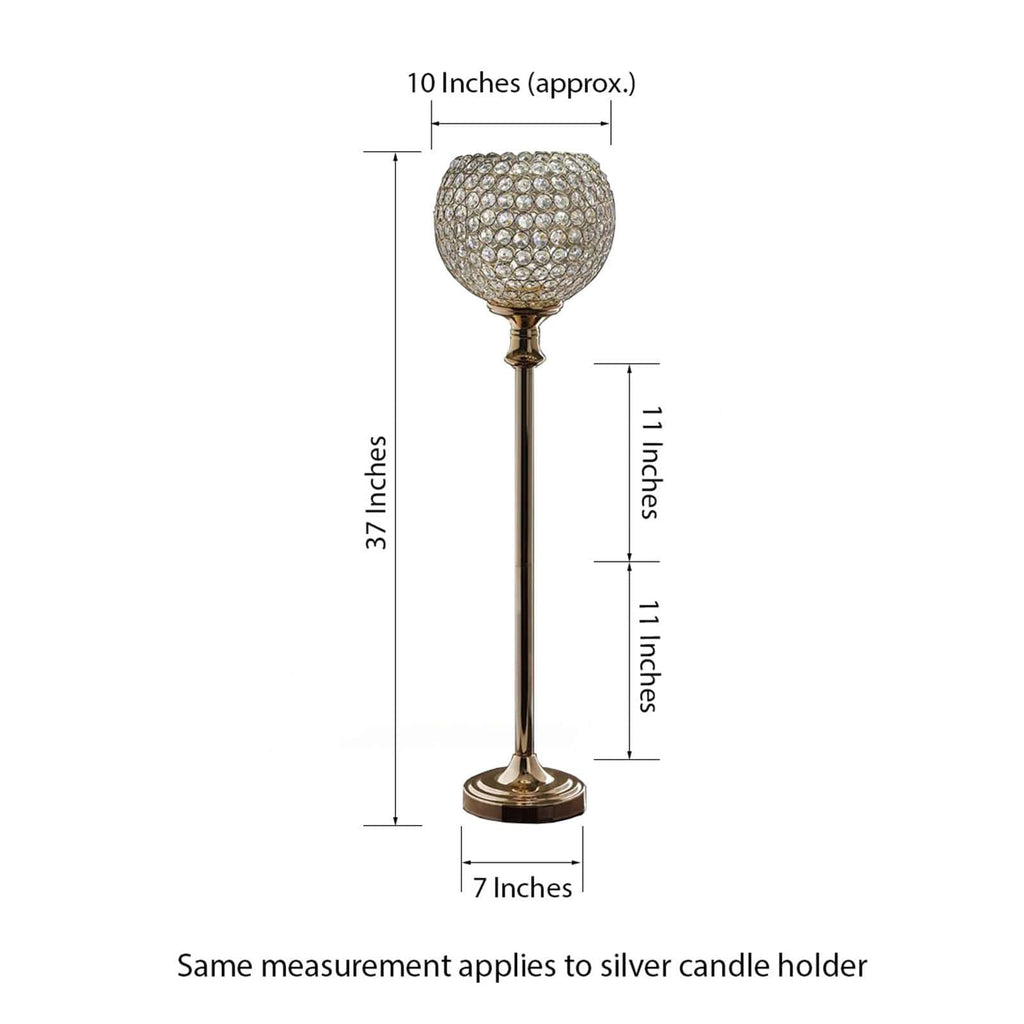 Acrylic Votive Candle Holder Crystal Goblet Design Gold - Table Centerpiece for Weddings 37"