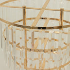 38" Crystal Pendant 4 - Tier Table Centerpiece Chandelier â€“ Gold Metal Vase Stand with Round Frame & Base, Hanging Crystals - Bell Racket Store