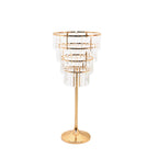 38" Crystal Pendant 4 - Tier Table Centerpiece Chandelier â€“ Gold Metal Vase Stand with Round Frame & Base, Hanging Crystals - Bell Racket Store