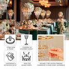 38" Crystal Pendant 4 - Tier Table Centerpiece Chandelier â€“ Gold Metal Vase Stand with Square Frame, Round Base & Hanging Crystals - Bell Racket Store