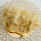 39" Gold Real Turkey Feather Fringe Trim With Satin Ribbon Tape - Bell Racket Store