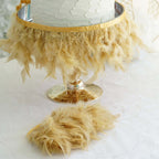39" Gold Real Turkey Feather Fringe Trim With Satin Ribbon Tape - Bell Racket Store