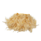 39" Gold Real Turkey Feather Fringe Trim With Satin Ribbon Tape - Bell Racket Store