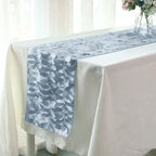 Taffeta Fabric 12"x108" Table Runner Dusty Blue - 3D Leaf Petal Design