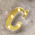 3D Marquee Letter "C" Warm White 5 LED Lights Gold - Chic Light-Up Decor for Events 6"