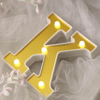 3D Marquee Letter "K" Warm White 5 LED Lights Gold - Chic Light-Up Decor for Events 6"