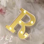 3D Marquee Letter "R" Warm White 6 LED Lights Gold - Chic Light-Up Decor for Events 6"
