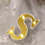 3D Marquee Letter "S" Warm White 4 LED Lights Gold - Chic Light-Up Decor for Events 6"