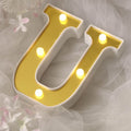3D Marquee Letter "U" Warm White 5 LED Lights Gold - Chic Light-Up Decor for Events 6"