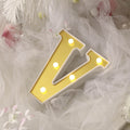 3D Marquee Letter "V" Warm White 5 LED Lights Gold - Chic Light-Up Decor for Events 6"