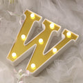 3D Marquee Letter "W" Warm White 8 LED Lights Gold - Chic Light-Up Decor for Events 6"