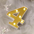 3D Marquee Number "4" Warm White 6 LED Lights Gold - Stylish Light-Up Accent for Events 6"