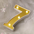 3D Marquee Number "7" Warm White 4 LED Lights Gold - Stylish Light-Up Accent for Events 6"