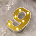 3D Marquee Number "9" Warm White 6 LED Lights Gold - Stylish Light-Up Accent for Events 6"