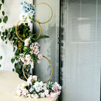 3ft 4 - Tier Gold Metal Hoop Pillar Flower Stand, Wreath Wedding Arch Table Centerpiece - Bell Racket Store