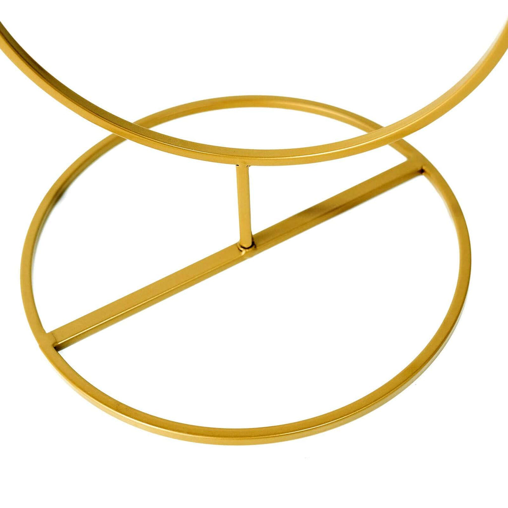 3ft 4 - Tier Gold Metal Hoop Pillar Flower Stand, Wreath Wedding Arch Table Centerpiece - Bell Racket Store