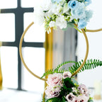 3ft 4 - Tier Gold Metal Hoop Pillar Flower Stand, Wreath Wedding Arch Table Centerpiece - Bell Racket Store