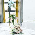 3ft 4 - Tier Gold Metal Hoop Pillar Flower Stand, Wreath Wedding Arch Table Centerpiece - Bell Racket Store