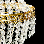 3ft Empire Style Beaded Crystal Chandelier with Gold Ornate Metal Frame, Adjustable Hanging Farmhouse Pendant Ceiling Lighting - Bell Racket Store