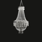3ft Empire Style Beaded Crystal Chandelier with Silver Ornate Metal Frame, Adjustable Hanging Farmhouse Pendant Ceiling Lighting - Bell Racket Store